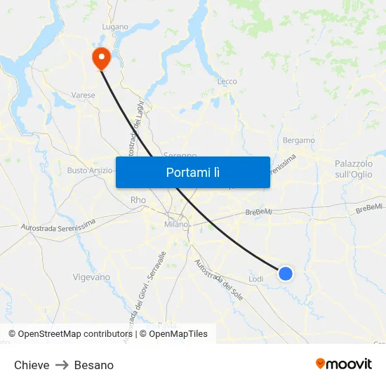 Chieve to Besano map