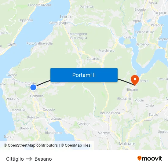 Cittiglio to Besano map