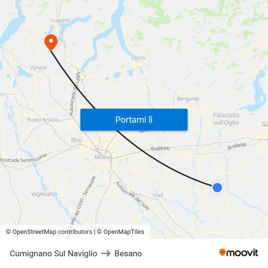Cumignano Sul Naviglio to Besano map