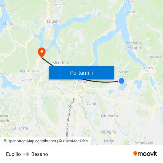 Eupilio to Besano map