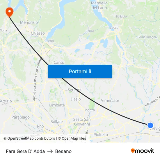 Fara Gera D' Adda to Besano map