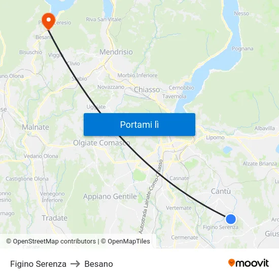 Figino Serenza to Besano map