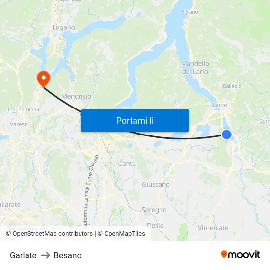 Garlate to Besano map