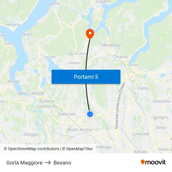 Gorla Maggiore to Besano map