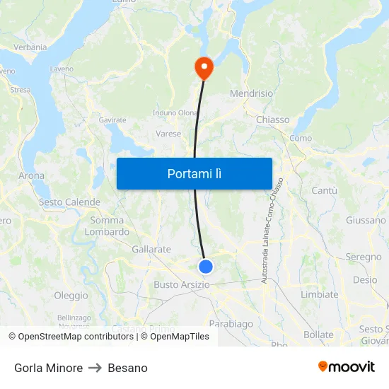Gorla Minore to Besano map