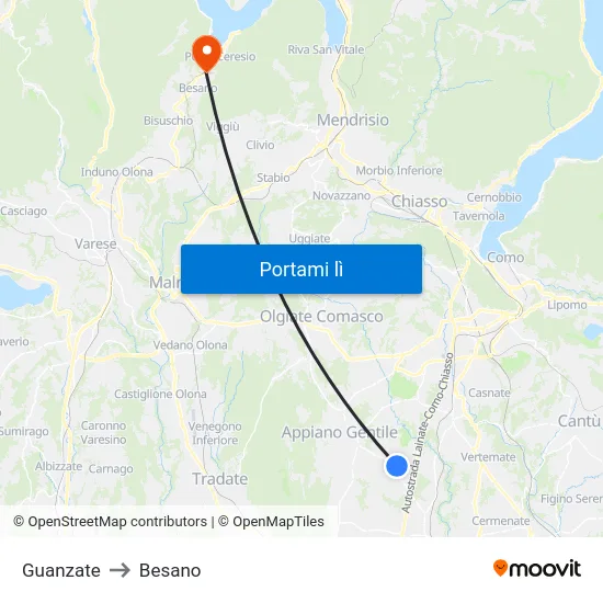 Guanzate to Besano map
