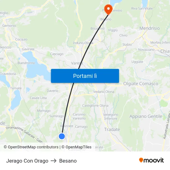Jerago Con Orago to Besano map