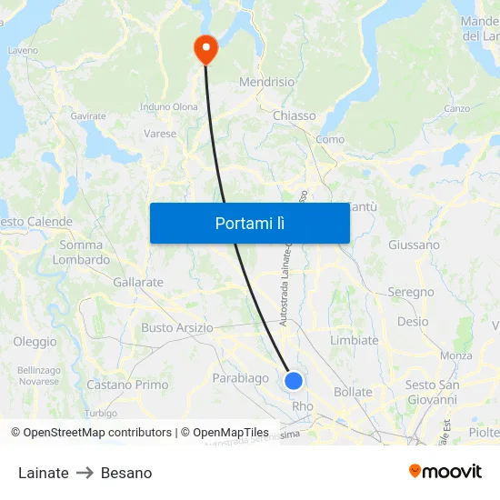 Lainate to Besano map