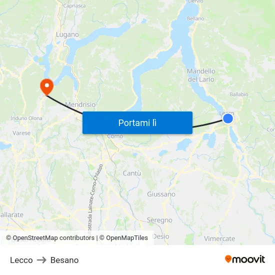 Lecco to Besano map