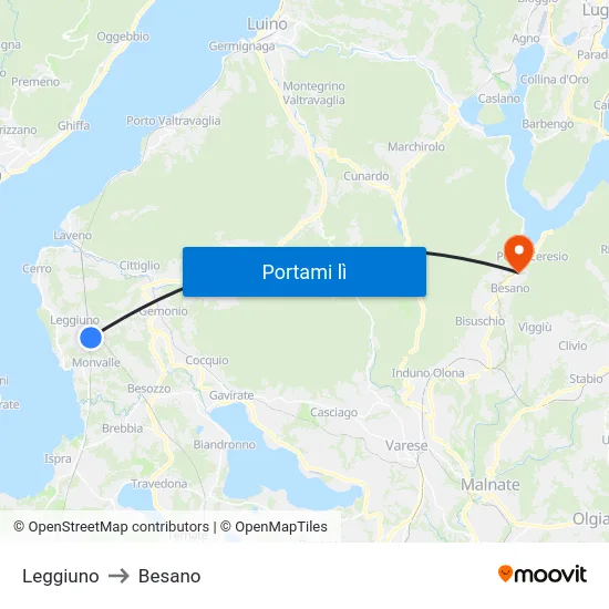 Leggiuno to Besano map