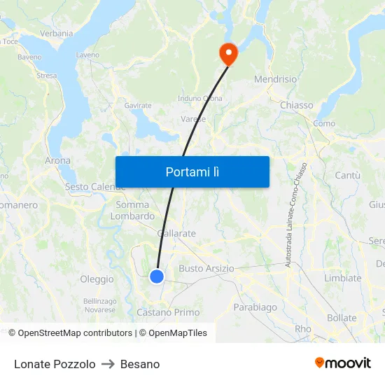 Lonate Pozzolo to Besano map