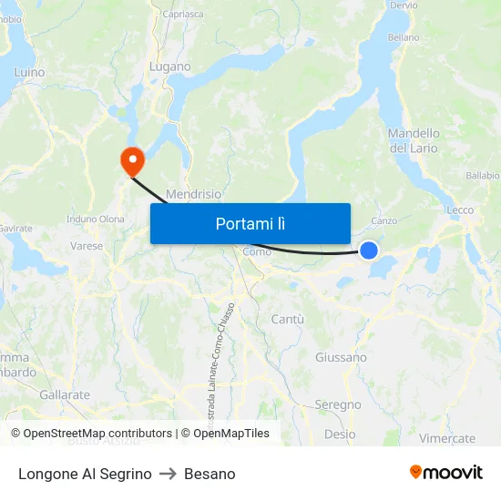 Longone Al Segrino to Besano map