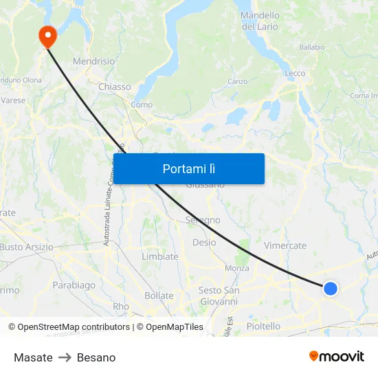 Masate to Besano map