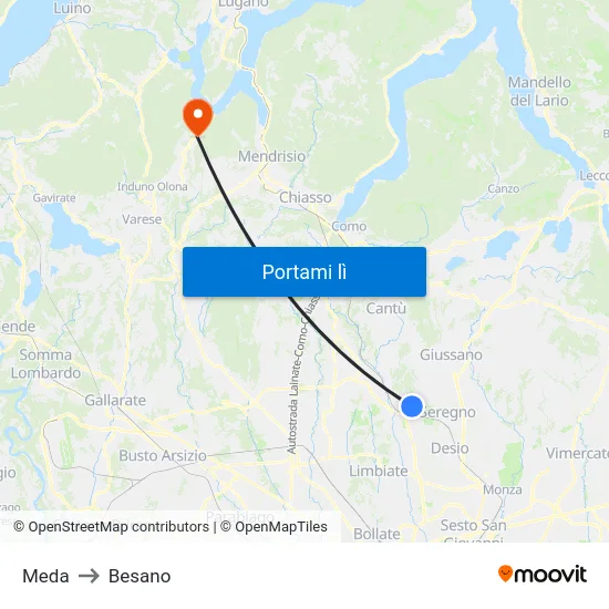 Meda to Besano map