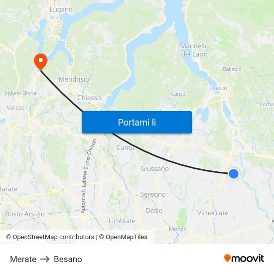 Merate to Besano map