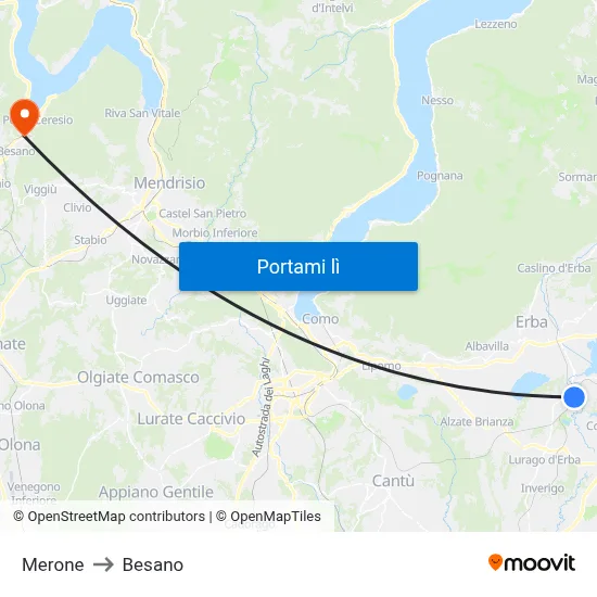 Merone to Besano map