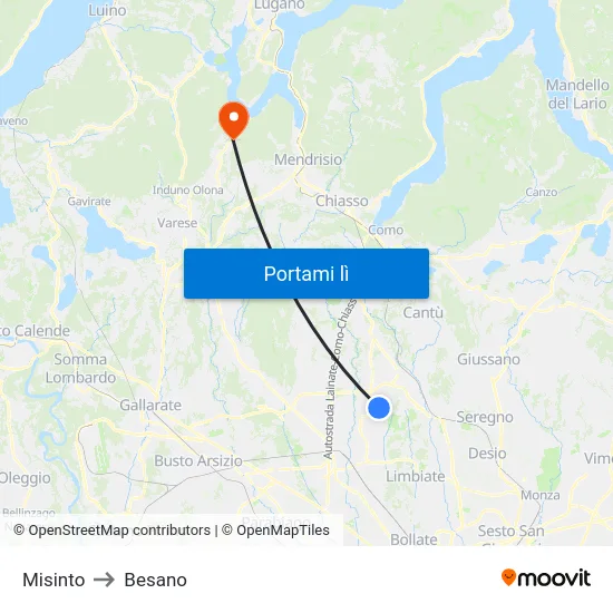 Misinto to Besano map