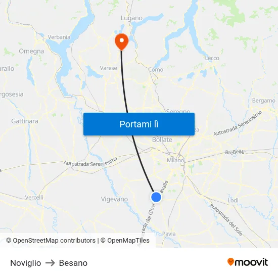 Noviglio to Besano map