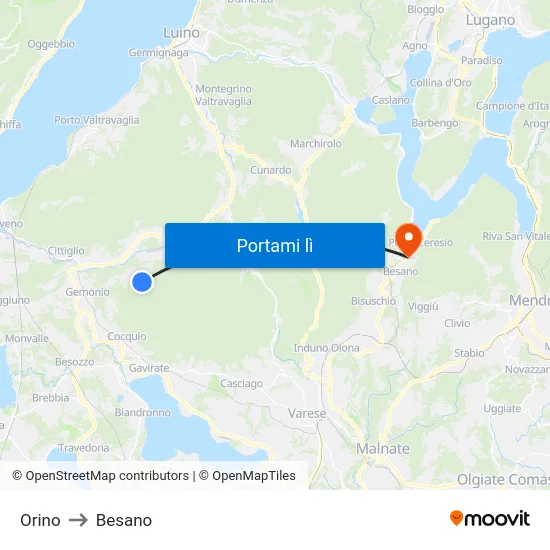 Orino to Besano map