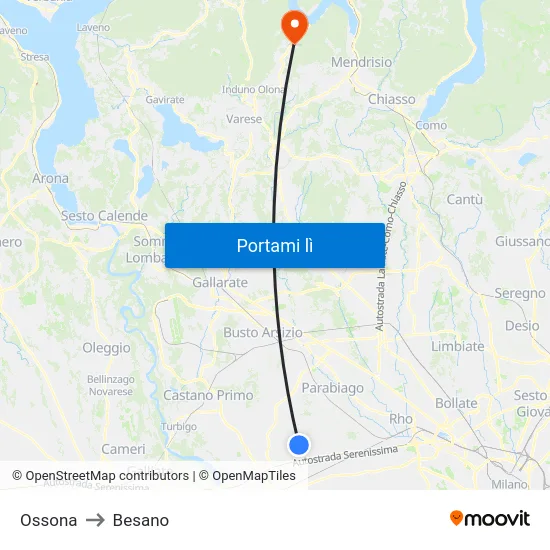 Ossona to Besano map