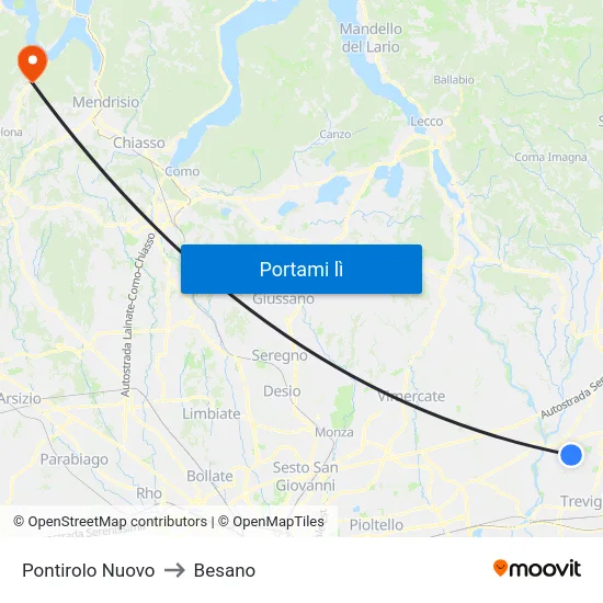 Pontirolo Nuovo to Besano map