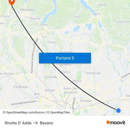 Rivolta D' Adda to Besano map