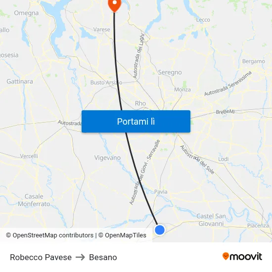 Robecco Pavese to Besano map