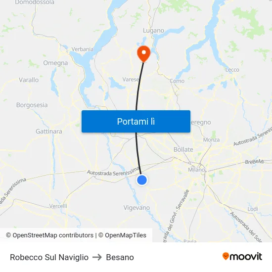 Robecco Sul Naviglio to Besano map