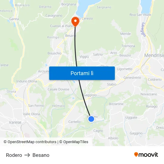 Rodero to Besano map