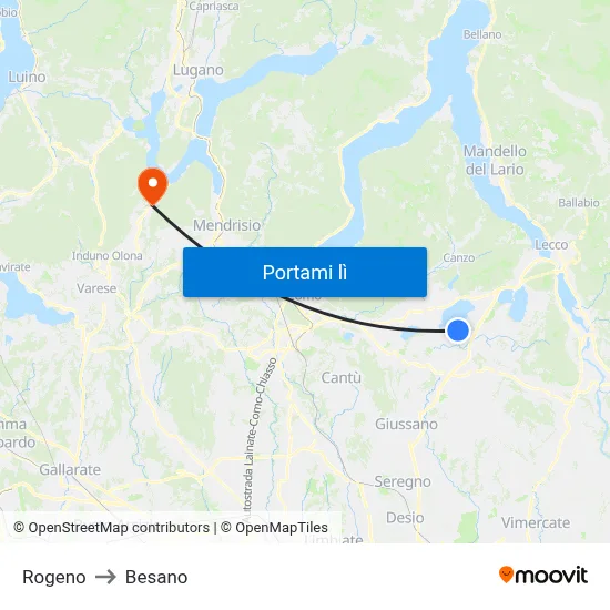 Rogeno to Besano map