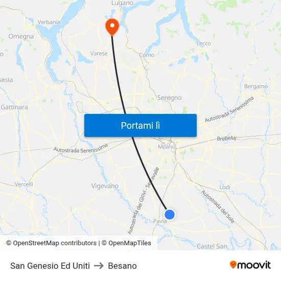 San Genesio Ed Uniti to Besano map