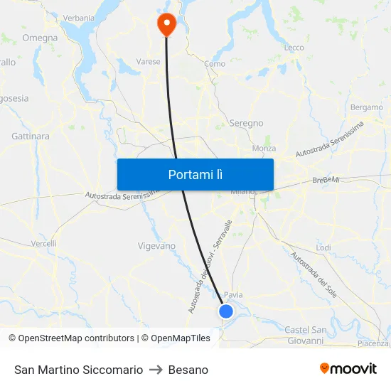 San Martino Siccomario to Besano map