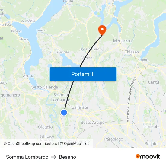 Somma Lombardo to Besano map