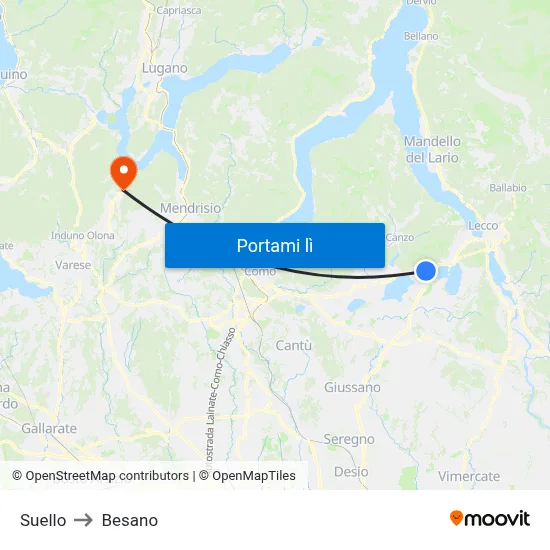 Suello to Besano map