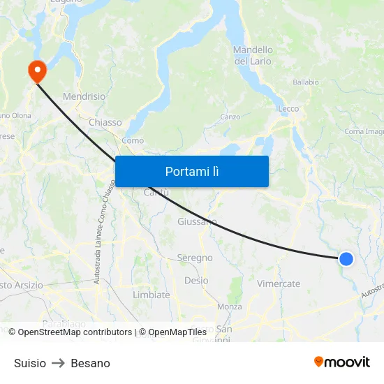 Suisio to Besano map