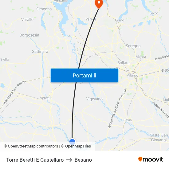 Torre Beretti E Castellaro to Besano map