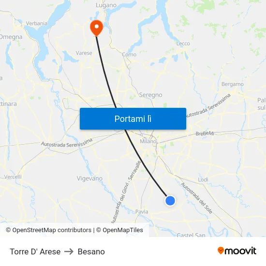 Torre D' Arese to Besano map