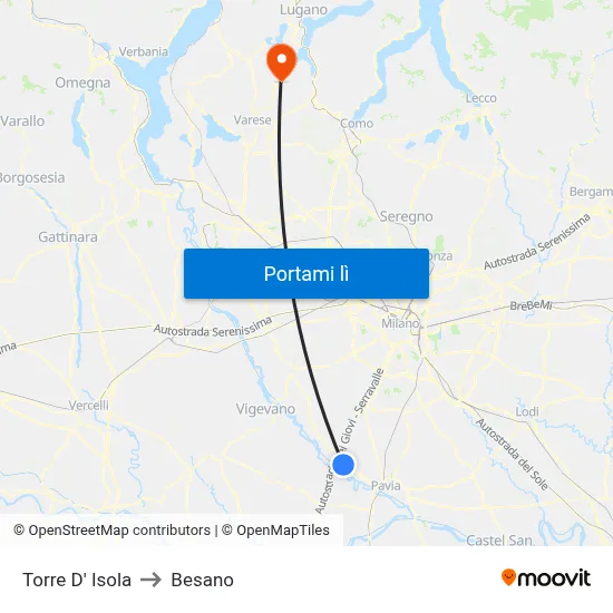 Torre D' Isola to Besano map