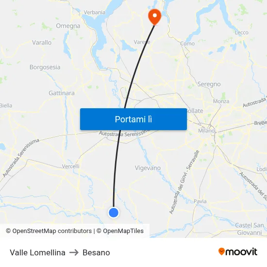 Valle Lomellina to Besano map