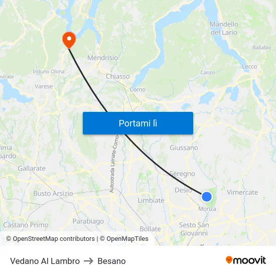 Vedano Al Lambro to Besano map