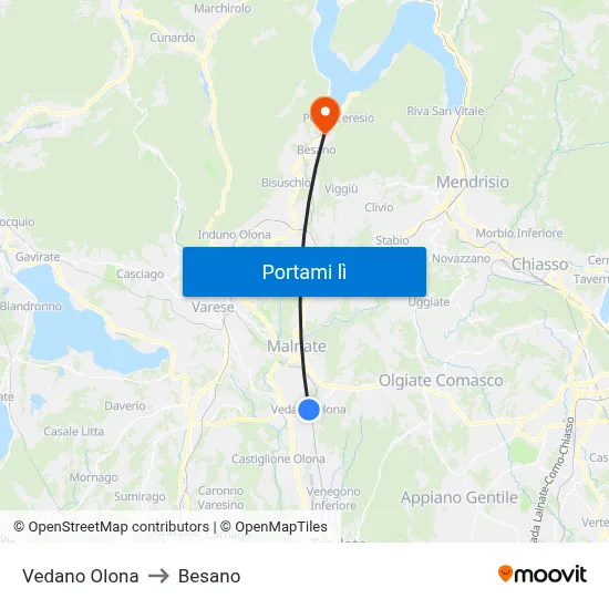 Vedano Olona to Besano map