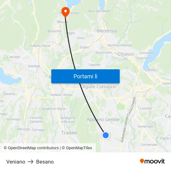 Veniano to Besano map
