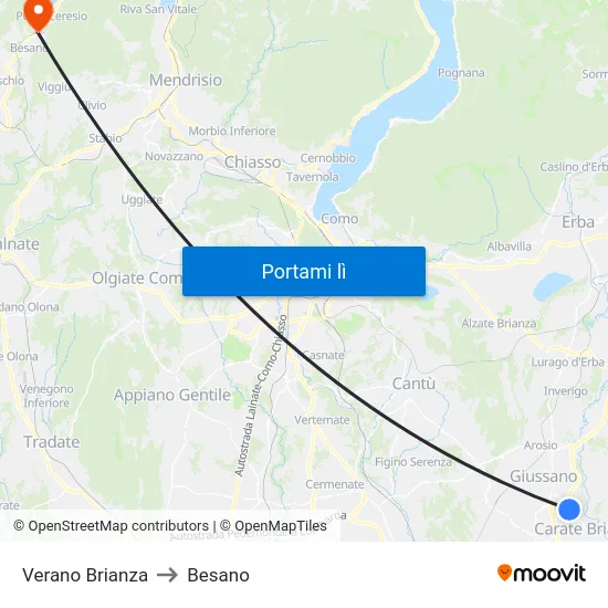 Verano Brianza to Besano map