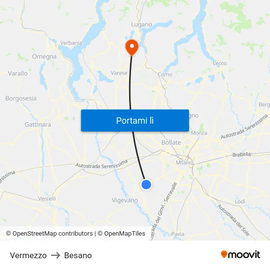 Vermezzo to Besano map