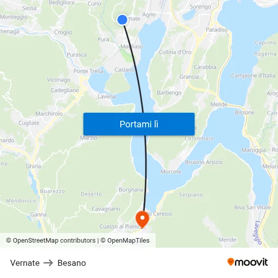 Vernate to Besano map