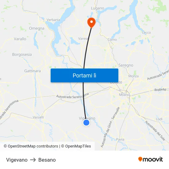 Vigevano to Besano map