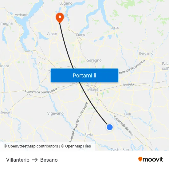 Villanterio to Besano map