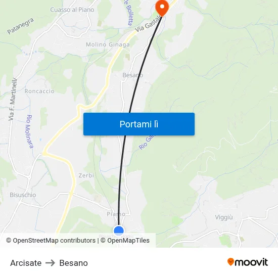 Arcisate to Besano map