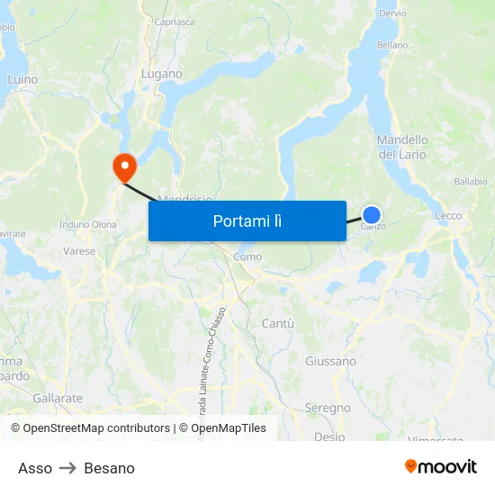 Asso to Besano map