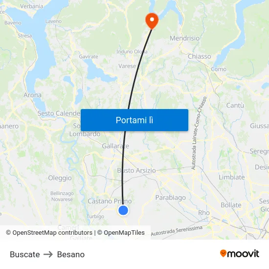 Buscate to Besano map